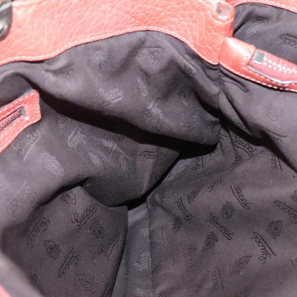 GUCCI Bamboo Tote Bag Leather Red Silver 232947 Auth 139547