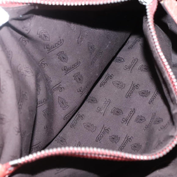 GUCCI Bamboo Tote Bag Leather Red Silver 232947 Auth 139547