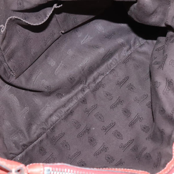 GUCCI Bamboo Tote Bag Leather Red Silver 232947 Auth 139547
