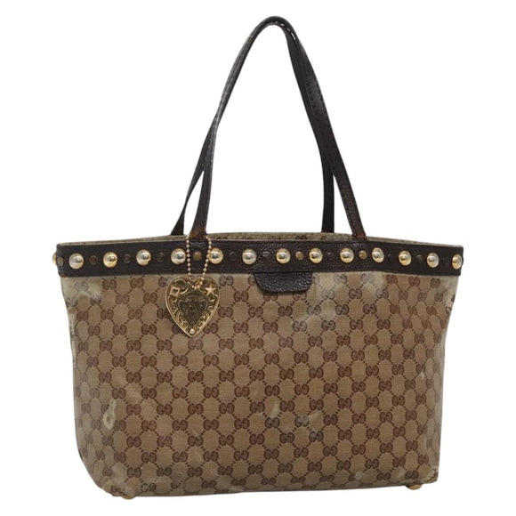 GUCCI GG Crystal Tote Bag Coated Canvas Beige Gold 207291 Auth 139548