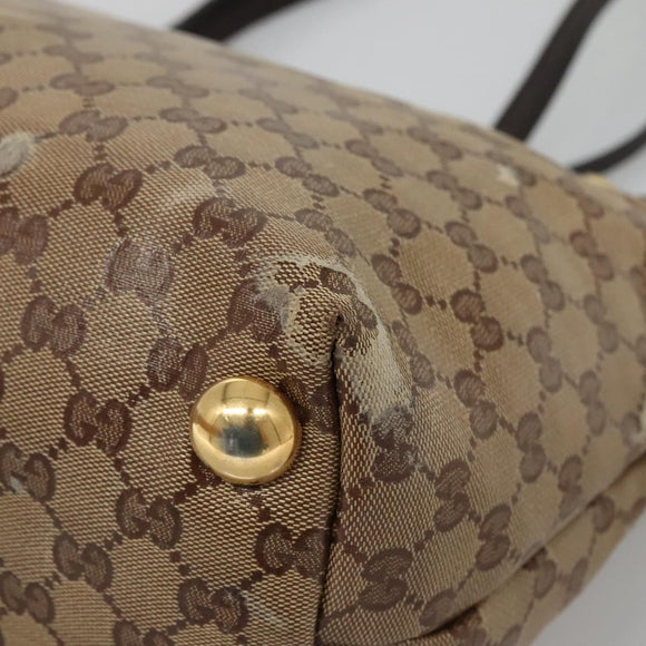 GUCCI GG Crystal Tote Bag Coated Canvas Beige Gold 207291 Auth 139548