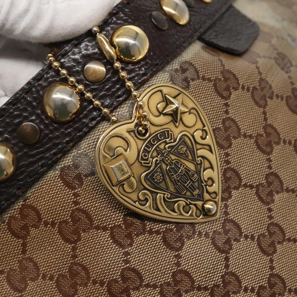 GUCCI GG Crystal Tote Bag Coated Canvas Beige Gold 207291 Auth 139548