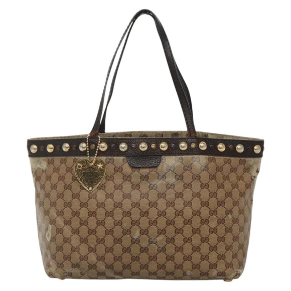 GUCCI GG Crystal Tote Bag Coated Canvas Beige Gold 207291 Auth 139548