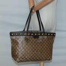 GUCCI GG Crystal Tote Bag Coated Canvas Beige Gold 207291 Auth 139548-24