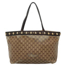 GUCCI GG Crystal Tote Bag Coated Canvas Beige Gold 207291 Auth 139548-2