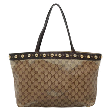 GUCCI GG Crystal Tote Bag Coated Canvas Beige Gold 207291 Auth 139548 - 0