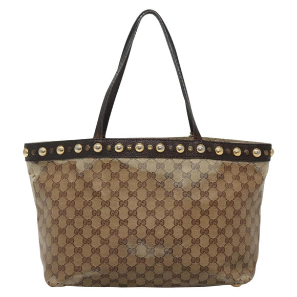 GUCCI GG Crystal Tote Bag Coated Canvas Beige Gold 207291 Auth 139548