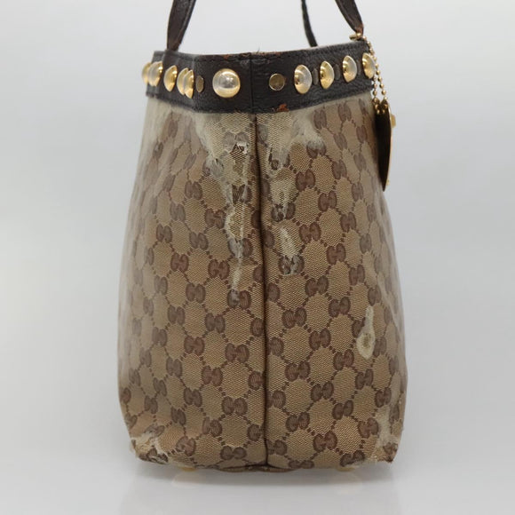GUCCI GG Crystal Tote Bag Coated Canvas Beige Gold 207291 Auth 139548