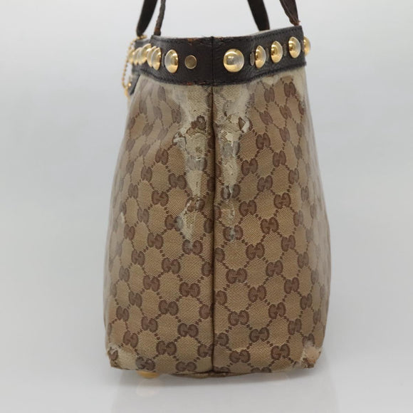 GUCCI GG Crystal Tote Bag Coated Canvas Beige Gold 207291 Auth 139548