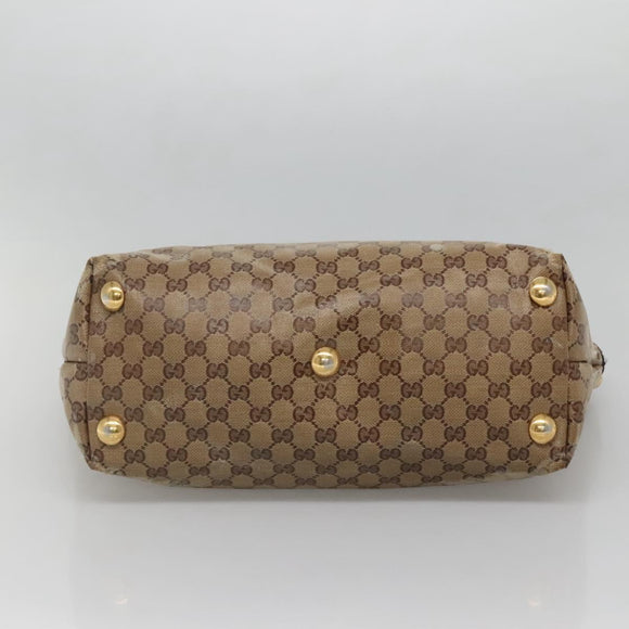 GUCCI GG Crystal Tote Bag Coated Canvas Beige Gold 207291 Auth 139548
