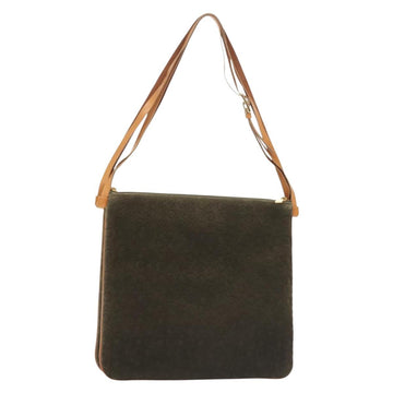 CELINE C Macadam Canvas Shoulder Bag Suede Brown Gold Auth 139556