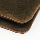 CELINE C Macadam Canvas Shoulder Bag Suede Brown Gold Auth 139556-11