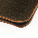 CELINE C Macadam Canvas Shoulder Bag Suede Brown Gold Auth 139556-12
