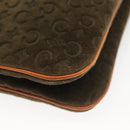 CELINE C Macadam Canvas Shoulder Bag Suede Brown Gold Auth 139556-13