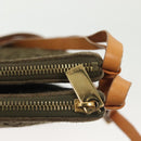 CELINE C Macadam Canvas Shoulder Bag Suede Brown Gold Auth 139556-14