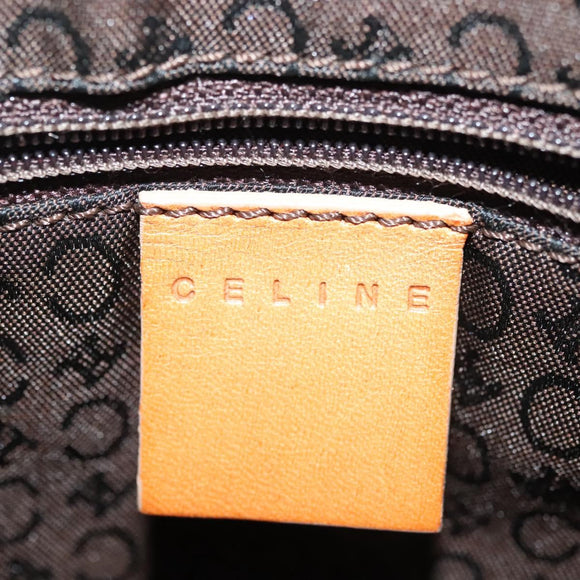 CELINE C Macadam Canvas Shoulder Bag Suede Brown Gold Auth 139556