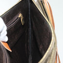 CELINE C Macadam Canvas Shoulder Bag Suede Brown Gold Auth 139556-17