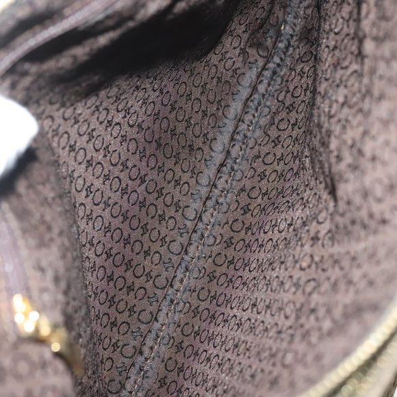 CELINE C Macadam Canvas Shoulder Bag Suede Brown Gold Auth 139556