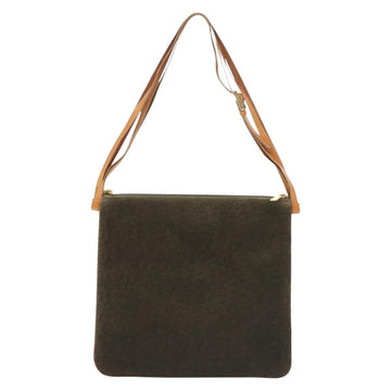 CELINE C Macadam Canvas Shoulder Bag Suede Brown Gold Auth 139556 - 0