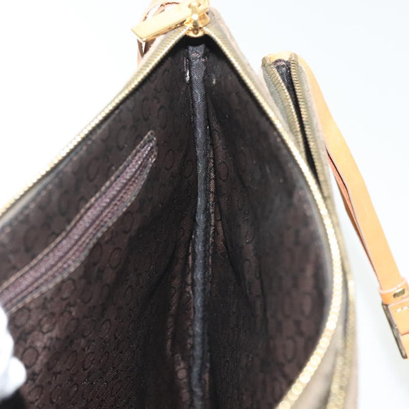 CELINE C Macadam Canvas Shoulder Bag Suede Brown Gold Auth 139556