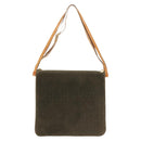 CELINE C Macadam Canvas Shoulder Bag Suede Brown Gold Auth 139556-3