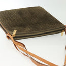 CELINE C Macadam Canvas Shoulder Bag Suede Brown Gold Auth 139556-6