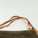 CELINE C Macadam Canvas Shoulder Bag Suede Brown Gold Auth 139556-8