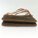 CELINE C Macadam Canvas Shoulder Bag Suede Brown Gold Auth 139556-9
