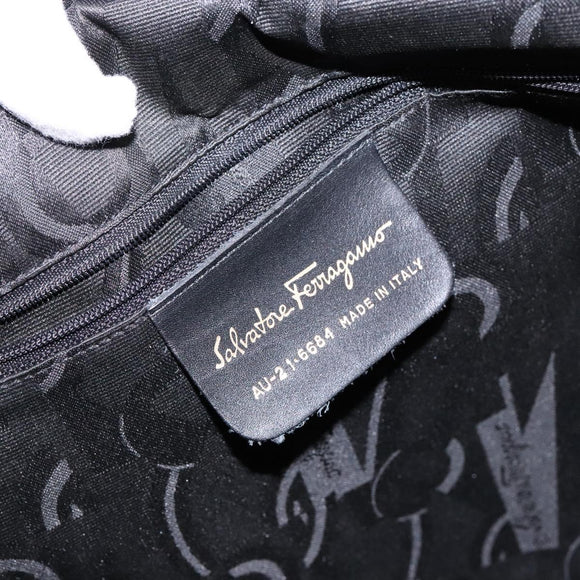 Salvatore Ferragamo Vala Tote Bag Nylon Black Gold Auth 139557