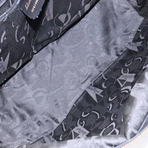 Salvatore Ferragamo Vala Tote Bag Nylon Black Gold Auth 139557