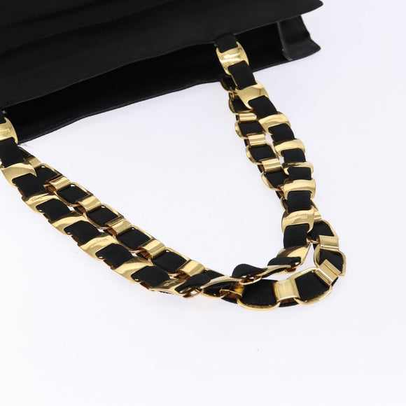 Salvatore Ferragamo Vala Tote Bag Nylon Black Gold Auth 139557