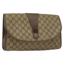 GUCCI GG Supreme Web Sherry Line Clutch Bag PVC Beige 156 01 031 Auth 139574-1
