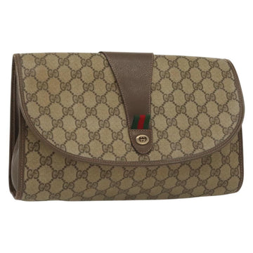 GUCCI GG Supreme Web Sherry Line Clutch Bag PVC Beige 156 01 031 Auth 139574