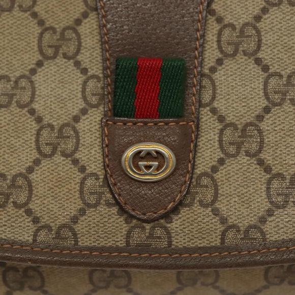 GUCCI GG Supreme Web Sherry Line Clutch Bag PVC Beige 156 01 031 Auth 139574