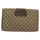 GUCCI GG Supreme Web Sherry Line Clutch Bag PVC Beige 156 01 031 Auth 139574-2