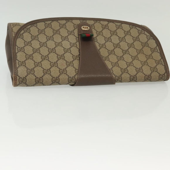 GUCCI GG Supreme Web Sherry Line Clutch Bag PVC Beige 156 01 031 Auth 139574