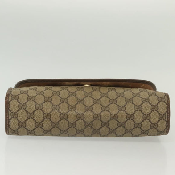 GUCCI GG Supreme Web Sherry Line Clutch Bag PVC Beige 156 01 031 Auth 139574