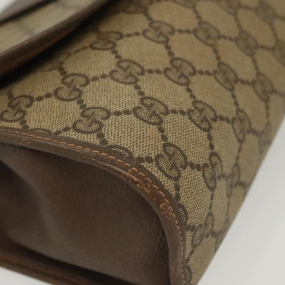 GUCCI GG Supreme Web Sherry Line Clutch Bag PVC Beige 156 01 031 Auth 139574