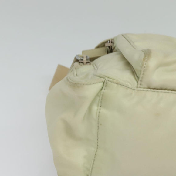 PRADA Shoulder Bag Nylon Ivory Silver Auth 139575