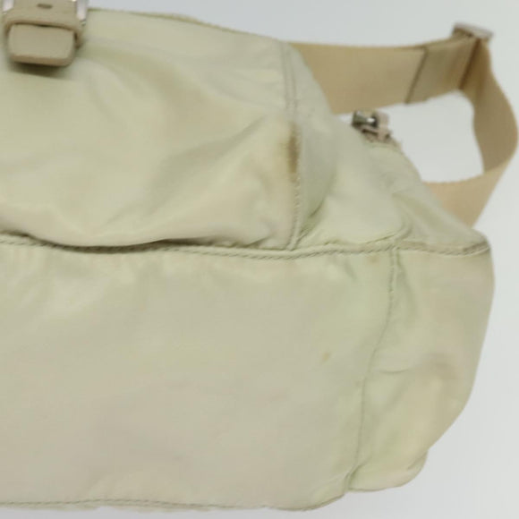 PRADA Shoulder Bag Nylon Ivory Silver Auth 139575