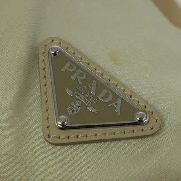 PRADA Shoulder Bag Nylon Ivory Silver Auth 139575