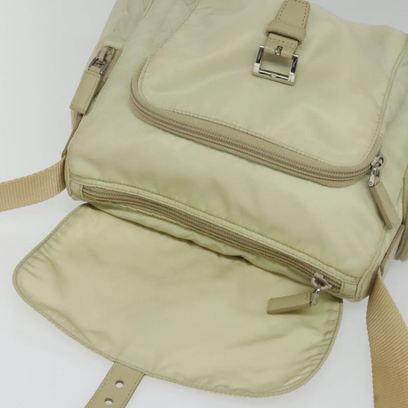 PRADA Shoulder Bag Nylon Ivory Silver Auth 139575