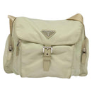 PRADA Shoulder Bag Nylon Ivory Silver Auth 139575-13