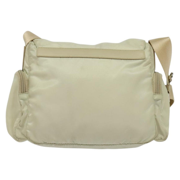 PRADA Shoulder Bag Nylon Ivory Silver Auth 139575
