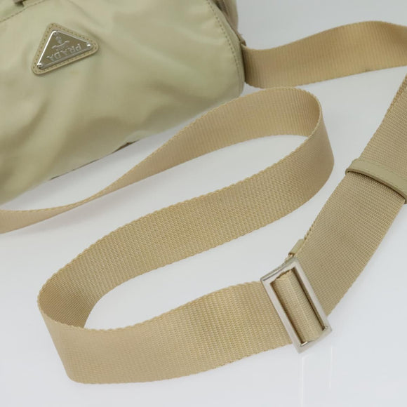 PRADA Shoulder Bag Nylon Ivory Silver Auth 139575