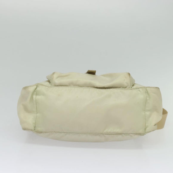 PRADA Shoulder Bag Nylon Ivory Silver Auth 139575