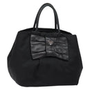 PRADA Hand Bag Nylon Silver Black Auth 139576-1