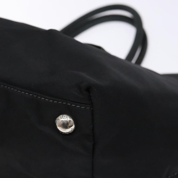 PRADA Hand Bag Nylon Silver Black Auth 139576