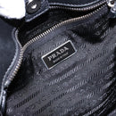 PRADA Hand Bag Nylon Silver Black Auth 139576-19