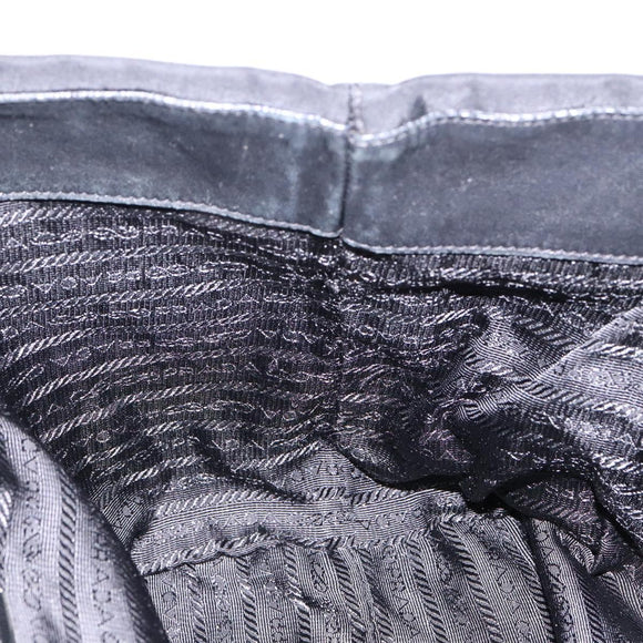 PRADA Hand Bag Nylon Silver Black Auth 139576